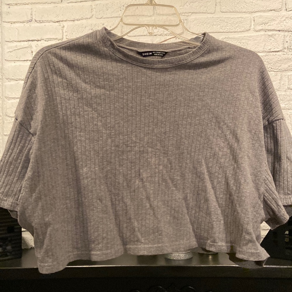 Grey sweater short sleeve crop from SHEIN size L